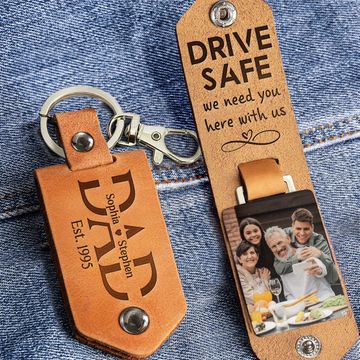 Discover Custom Photo Drive Safe - Personalized Leather Photo Keychain