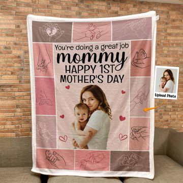 Discover Happy 1St Mother's Day - Personalized Photo Blanket - Gift For Mom