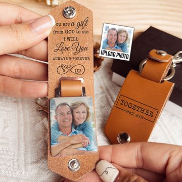 Discover I Love You Always And Forever - Personalized Leather Photo Keychain