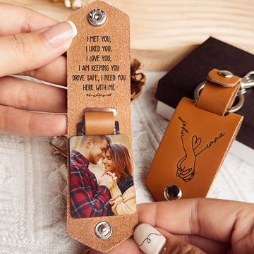 Discover I Love You, I Am Keeping You - Personalized Leather Photo Keychain