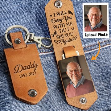 Discover I Will Carry You With Me - Personalized Leather Photo Keychain