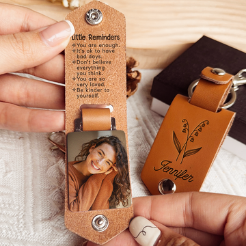 Discover Little Reminders For Daughter Bffs Affirmations - Personalized Leather Photo Keychain