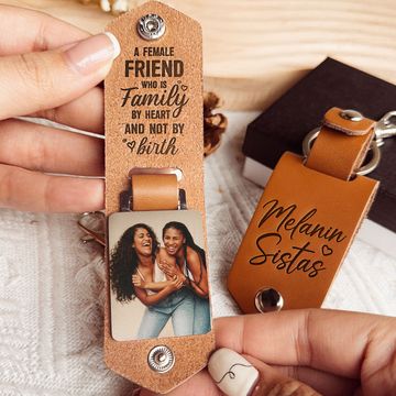 Discover Melanin Sistas Gift For Black Women Friend - Personalized Leather Photo Keychain