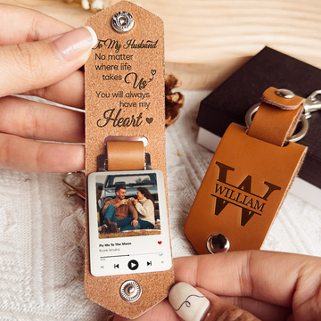 Discover No Matter Where Life Takes Us - Personalized Leather Photo Keychain