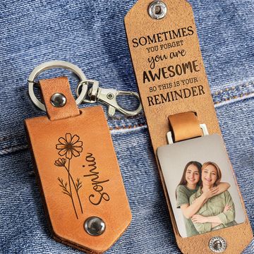 Discover Reminder That You Are Awesome Mother's Day Gift - Personalized Photo Leather Keychain