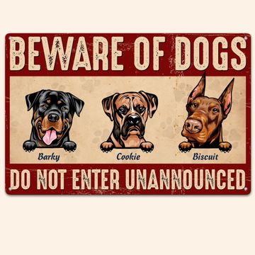 Discover Beware Of Dogs - Personalized Metal Sign