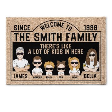 Discover There's Like A Lot Of Kids In Here - Personalized Doormat