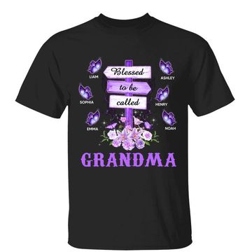 Discover Purple Butterflies Blessed Grandma Personalized Shirt