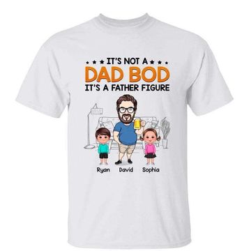 Discover Not Dad Bod Father‘s Figure Caricature Man & Kid Personalized Shirt