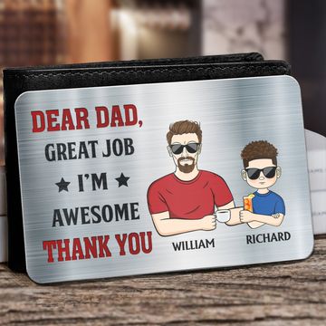 Discover Great Job We're Awesome Kids Custom Gift For Dad Grandpa Personalized Aluminum Wallet Card