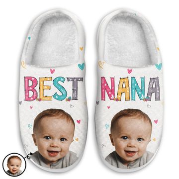Discover Custom Photo Best Nana Ever Gift For Mother Grandma Family Personalized Fluffy Slippers