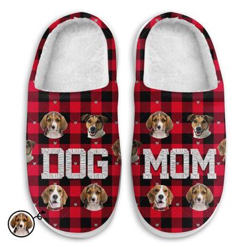 Discover Custom Photo Dog Mom Gift For Dog Lovers Personalized Fluffy Slippers