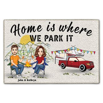 Discover Husband And Wife Home Is Where We Park It Personalized Camping Couples Gift Custom Doormat