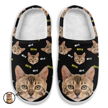 Discover Custom Upload Image Cute Pattern Gift For Pet Lovers Personalized Fluffy Slippers