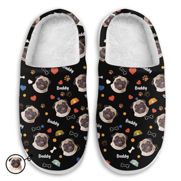 Discover Custom Photo Dog Face Gift For Dogs Lover Personalized Fluffy Slippers