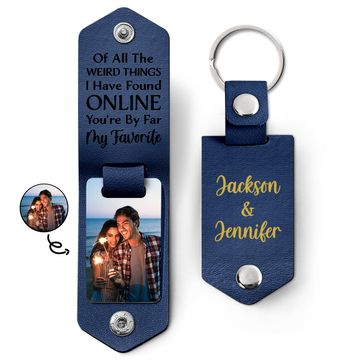 Discover Custom Image You Are My Favorite Gift For Couples Personalized Leather Photo Keychain