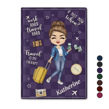 Discover Travel Is My Therapy Custom Gift For Travellers Him Her Personalized Passport Cover