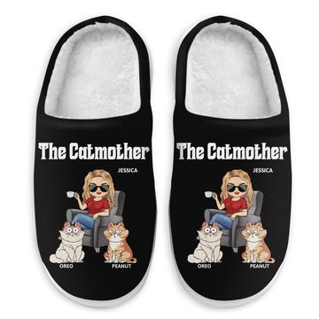 Discover The Cat Mother Custom Loving Gift For Cat Lovers Personalized Fluffy Slippers