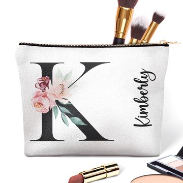 Discover Floral Monogram Custom Gift For Her Personalized Makeup Bag