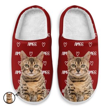 Discover Custom Upload Image Pet Name Gift For Pet Lovers Personalized Fluffy Slippers