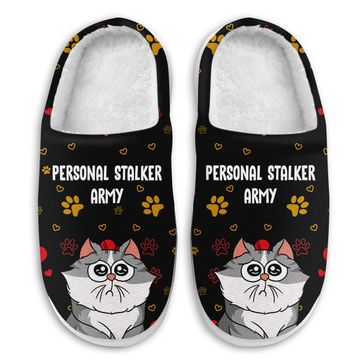Discover Cartoon Pet Personal Stalker Gift For Pet Lovers Personalized Fluffy Slippers