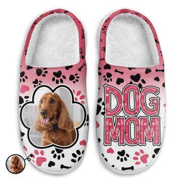 Discover Custom Upload Image Dog Mom Fur Mama Gift For Pet Lover Personalized Fluffy Slippers