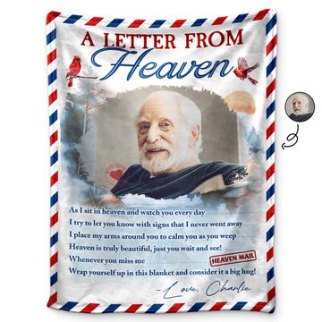 Discover Custom Photo A Letter From Heaven Wrap Yourself Up Custom Memorial Gift For Family Blanket