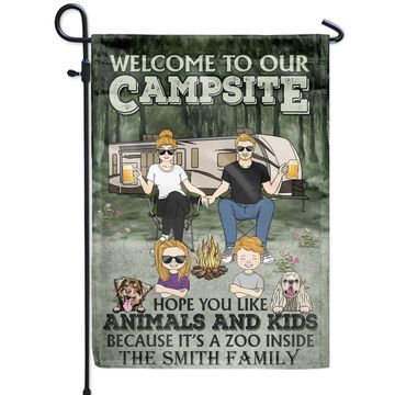 Discover Campsite Hope You Like Animals And Kids Camping Lovers Couple Personalized Custom Flag