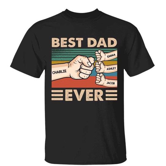 Best Dad Ever Fist Bump Skin Tones Personalized Shirt
