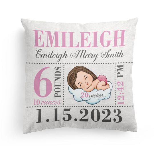 Birth Announcement - Personalized Pillow