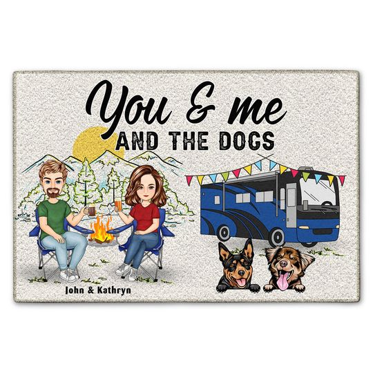 Home Is Where We Park It You Me And The Dogs Cartoon Husband Wife Personalized Doormat