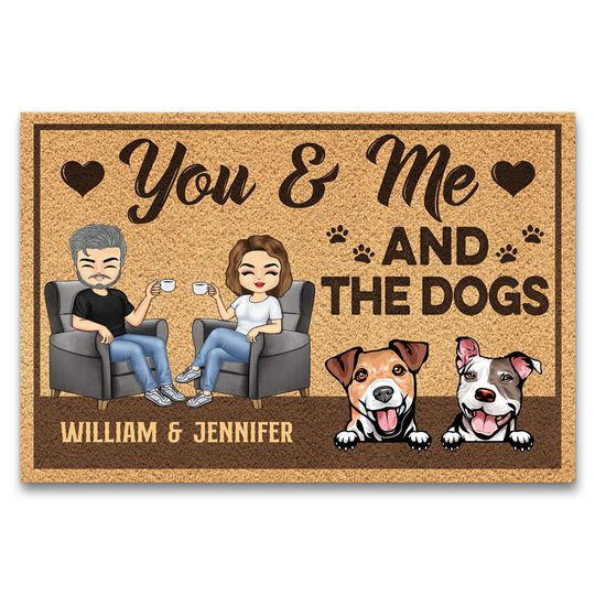You Me And The Dog Husband Wife Custom Couple Gift Personalized Doormat