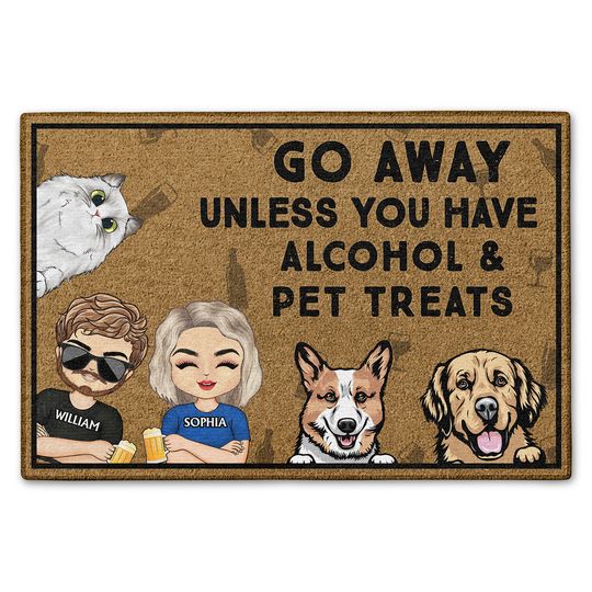 Go Away Unless You Have Alcohol And Pet Treats Chibi Couples Custom Personalized Doormat