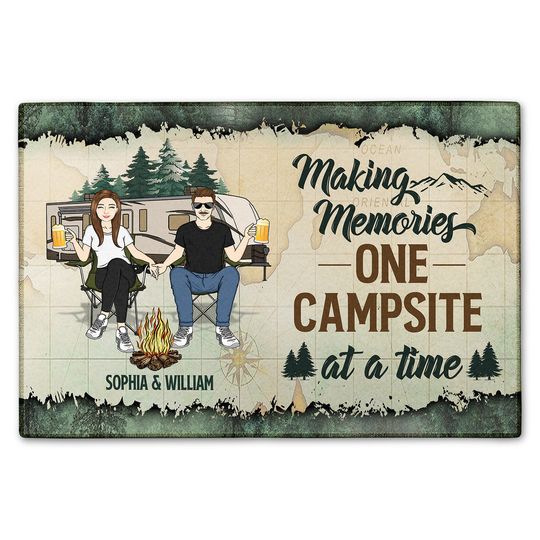 Making Memories One Campsite At A Time Custom Gift For Camping Family Personalized Doormat